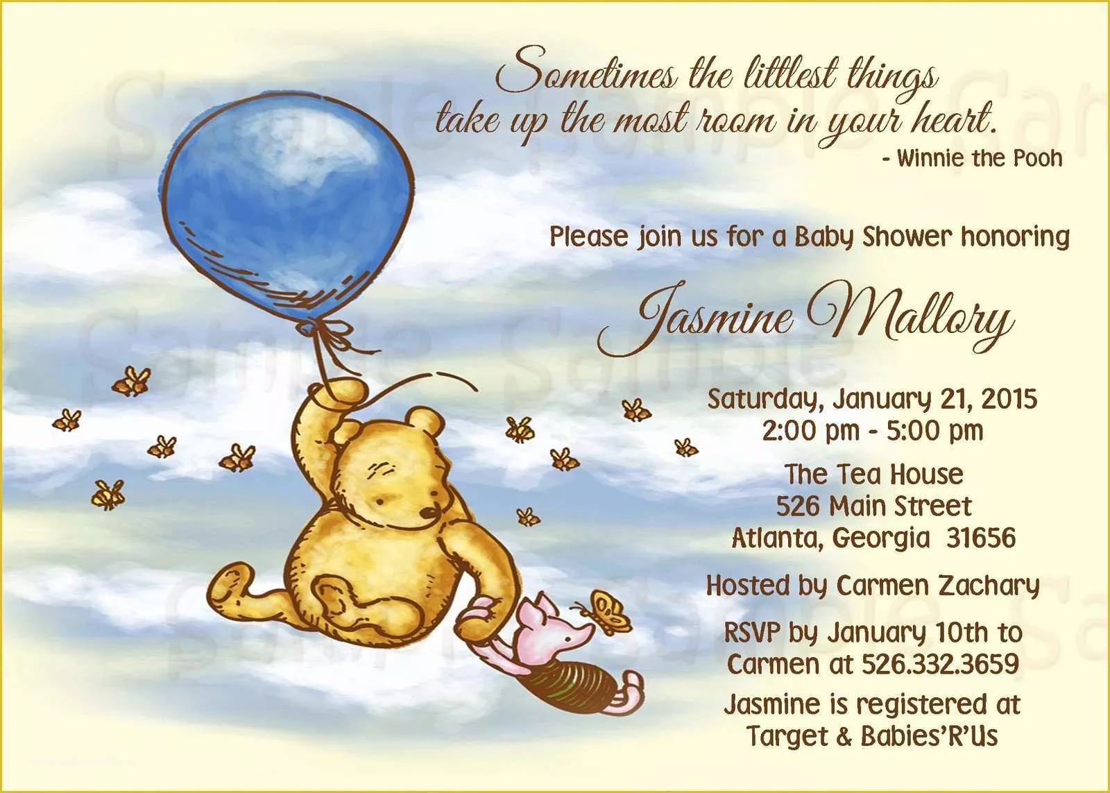 Winnie the Pooh Baby Shower Invitations Templates Free Of Printable