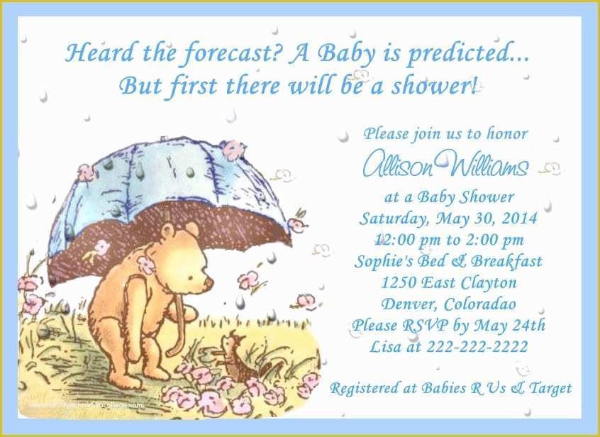Winnie the Pooh Baby Shower Invitations Templates Free Of Winnie the Pooh Baby Shower Invitation Template