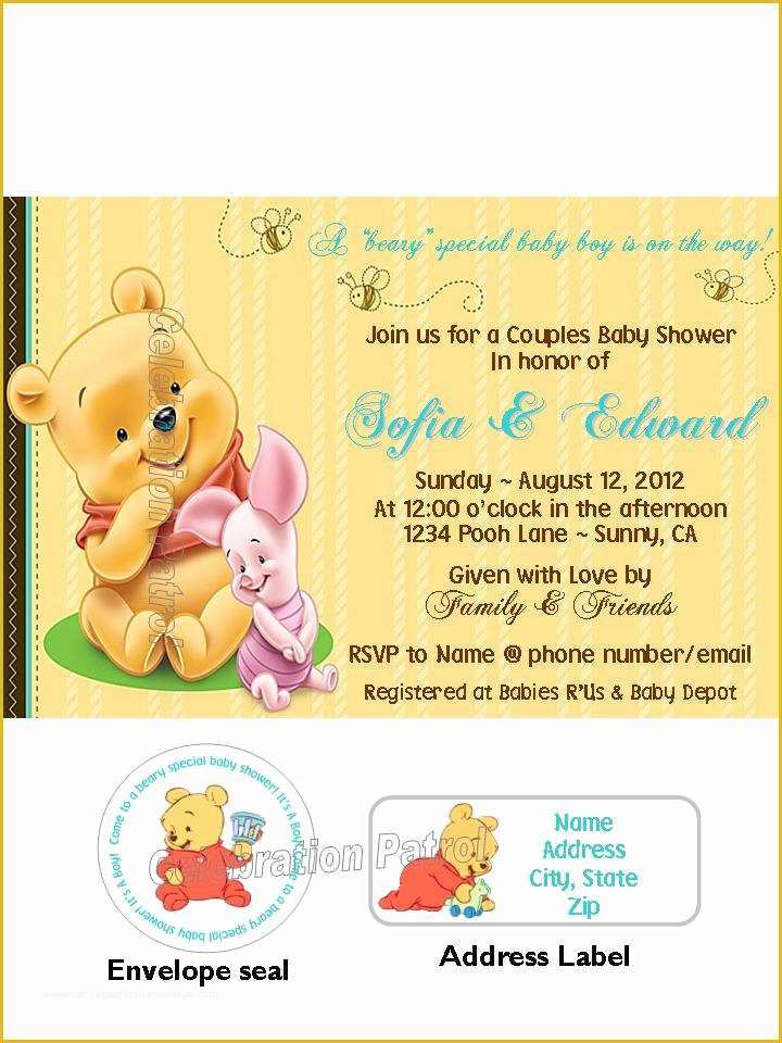 Winnie the Pooh Baby Shower Invitations Templates Free Of Winnie the Pooh Baby Shower Invitations for Boys Party Xyz
