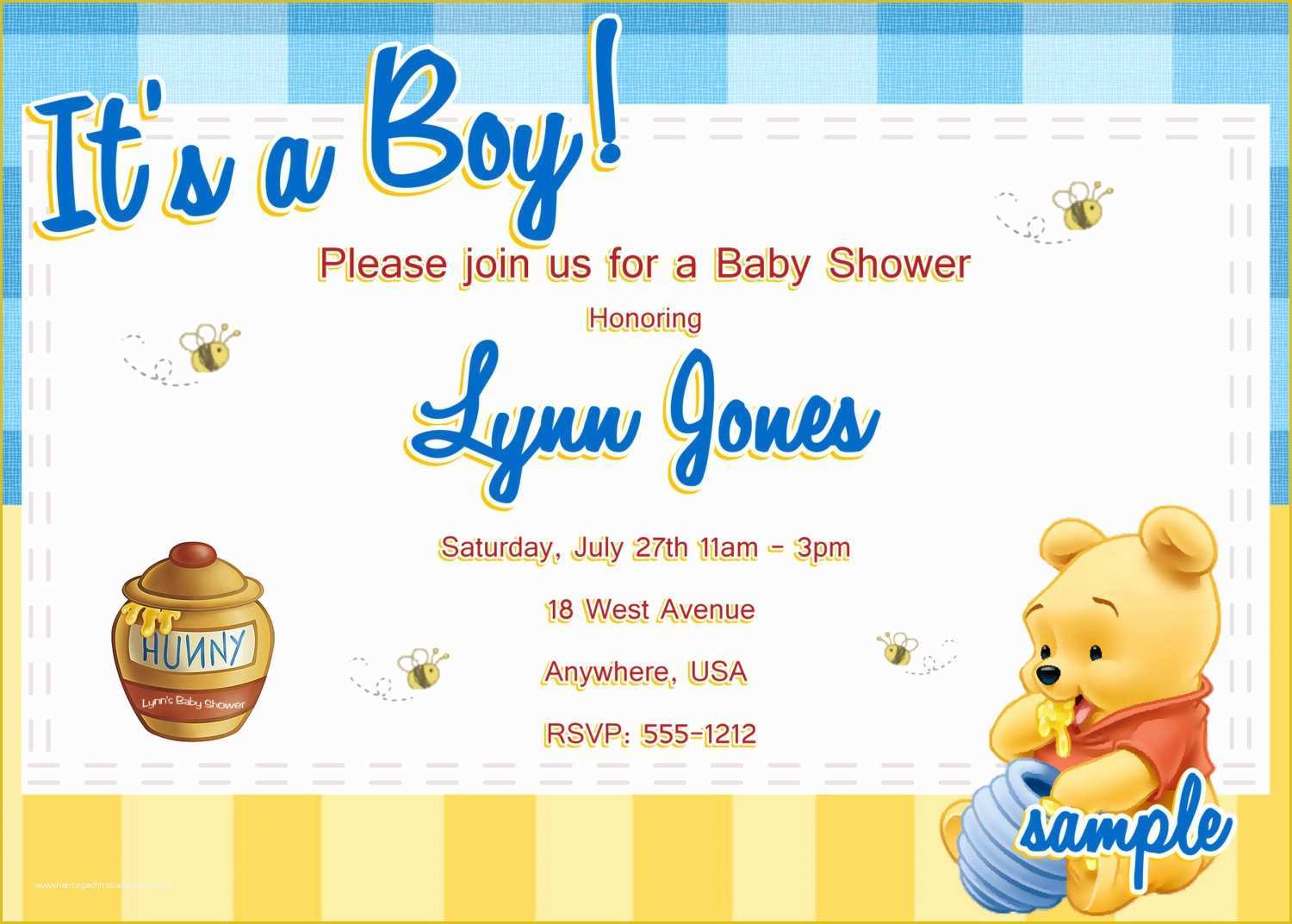 Winnie the Pooh Baby Shower Invitations Templates Free Of Winnie the Pooh Baby Shower Invitations Printable Card
