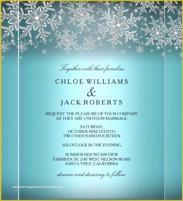 Winter Wedding Invitation Templates Free Of 14 Winter Wedding Invitation Templates – Sample Example