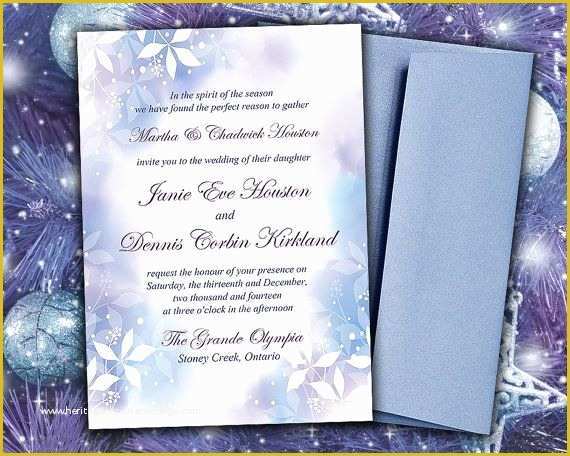 Winter Wedding Invitation Templates Free Of Diy Wedding Invitation Template &quot;watercolor Winter&quot; Blue