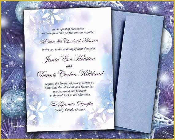 Winter Wedding Invitation Templates Free Of Diy Wedding Invitation Template "watercolor Winter" Blue