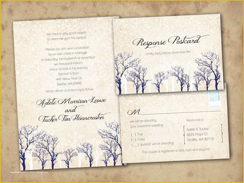 Winter Wedding Invitation Templates Free Of Etsy Template1