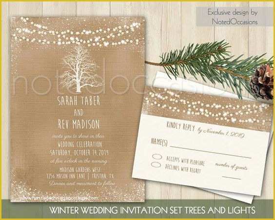 Winter Wedding Invitation Templates Free Of Rustic Winter Wedding Invitation Kit Printable Christmas