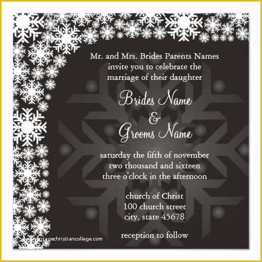 Winter Wedding Invitation Templates Free Of Snowflake Winter Wedding Invitation