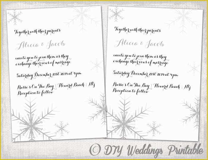 Winter Wedding Invitation Templates Free Of Winter Wedding Invitation Template Snowflakes Diy