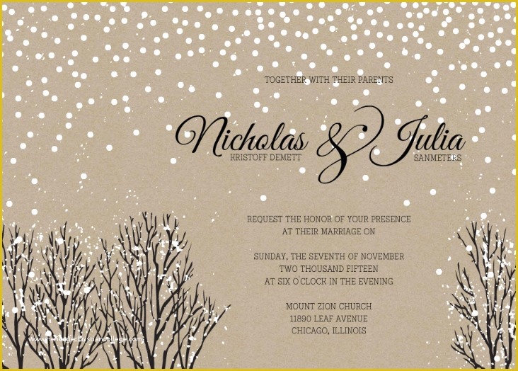 Winter Wedding Invitation Templates Free Of Winter Wedding Invitation Wording Winter Wonderland