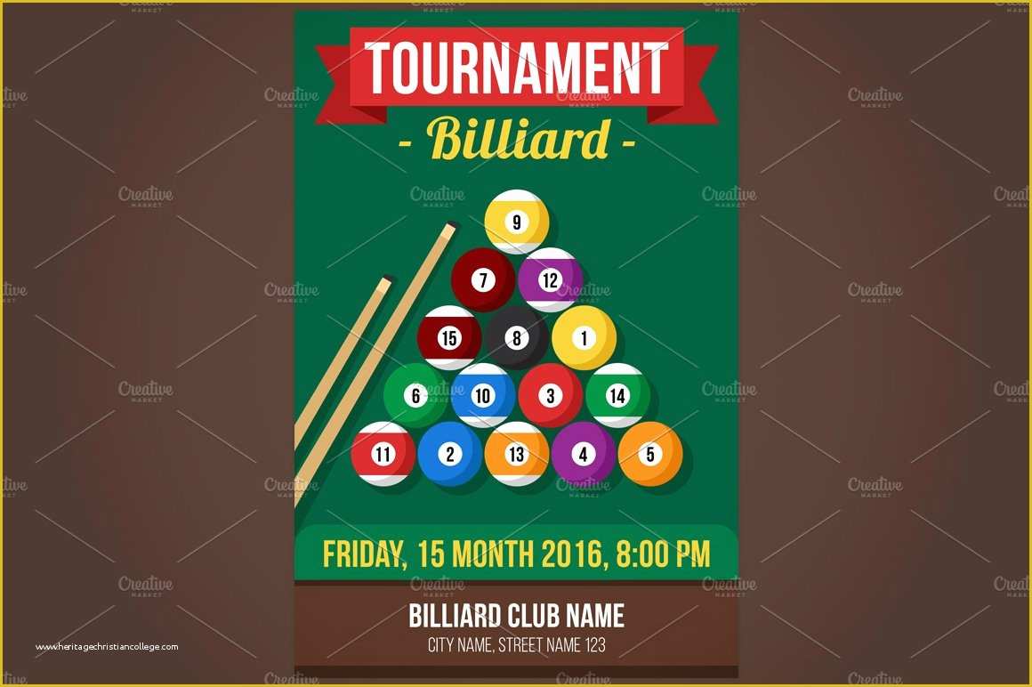 Word Art Template Free Download Of Billiard Poster Invitation Templates Creative Market