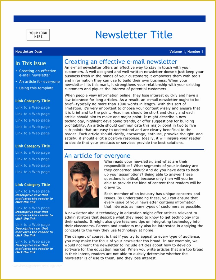 Word Document Newsletter Templates Free Of Email Newsletter Template Free Documents for