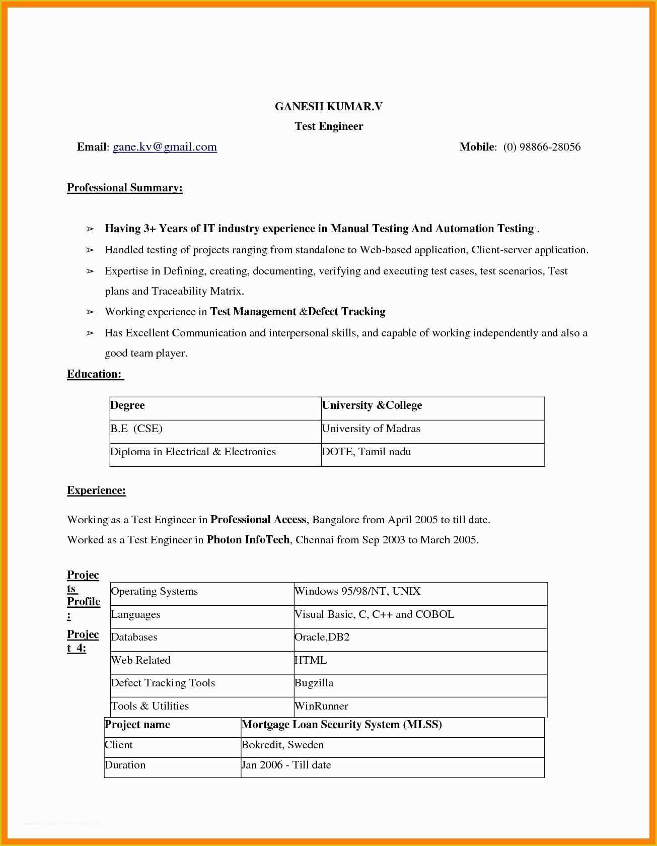 Word Document Resume Template Free Download Of Sample Resume Microsoft Word