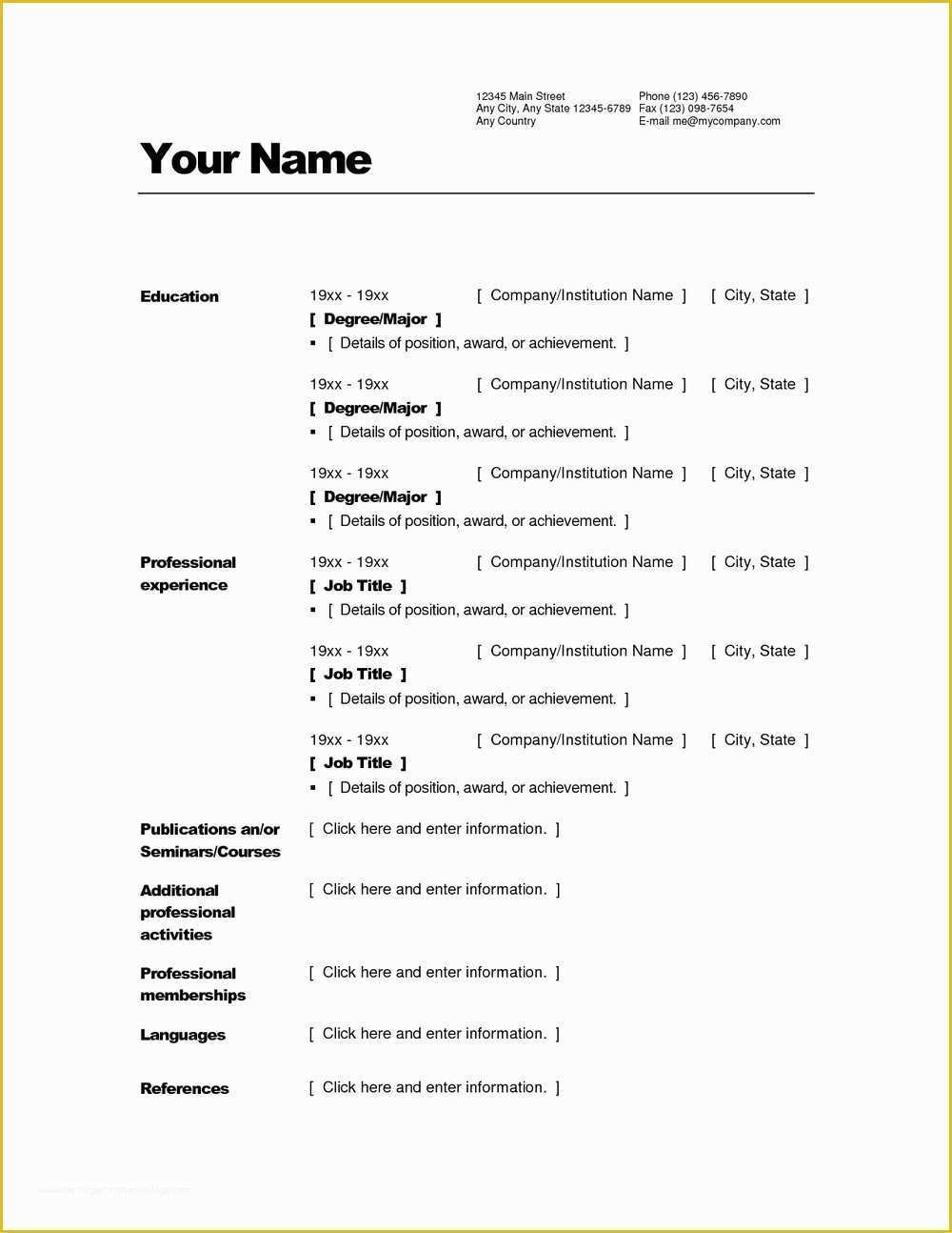 Word Document Resume Template Free Download Of Resume Templates 45 Free