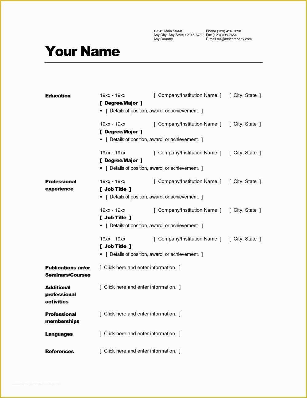 Word Document Resume Template Free Download Of Sample Resume Word Document Free Download Resumes 389