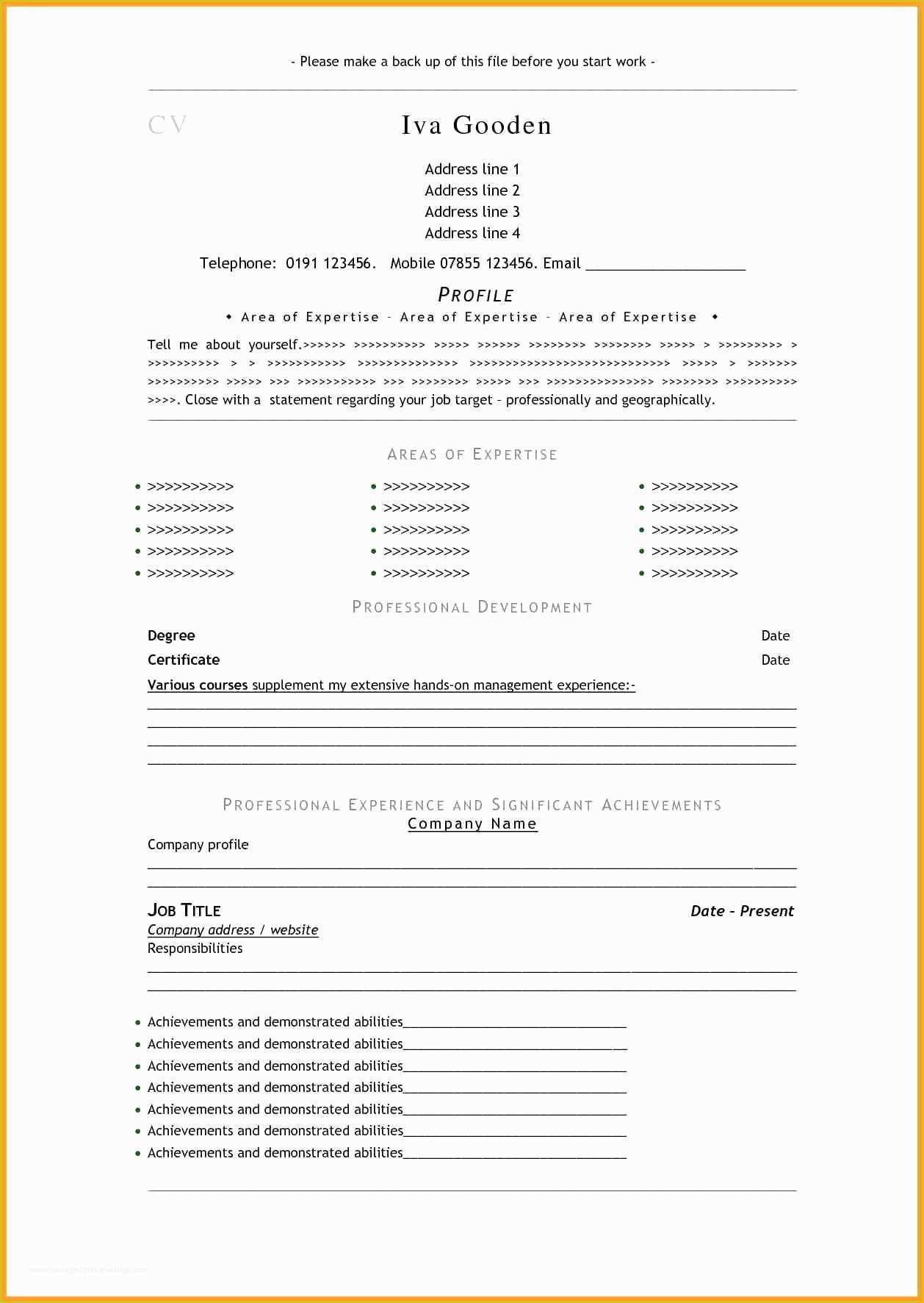 Word Document Resume Template Free Download Of Word Document Resume Template Free