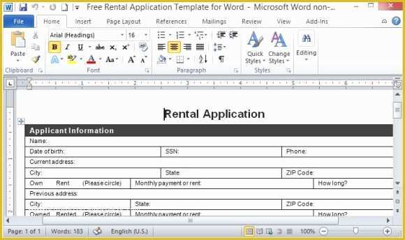 Word Document Templates Free Of Free Rental Application Template for Word