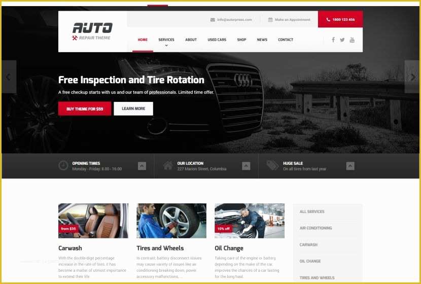 Wordpress Free Templates 2017 Of Auto Repair Website Template for Car Wash and