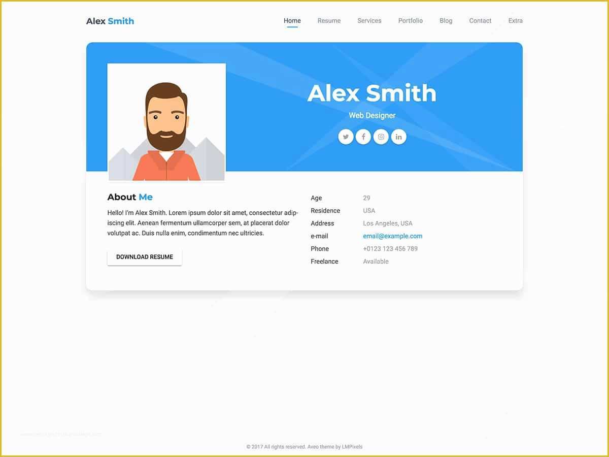 Wordpress Resume Template Free Of 20 Best Vcard Wordpress themes 2018 athemes