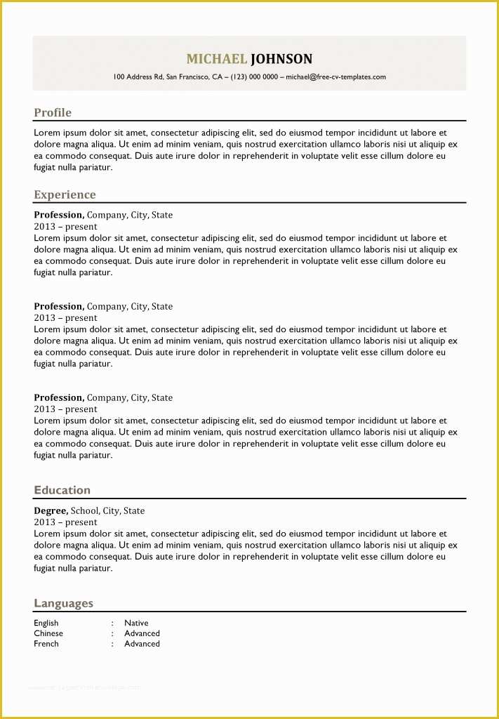 Wordpress Resume Template Free Of Classical Free Cv Templates