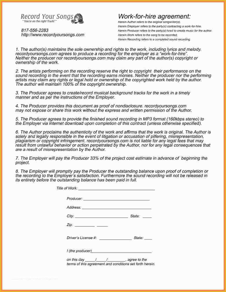 Work for Hire Contract Template Free Of 7 Sample Work for Hire Agreement Template