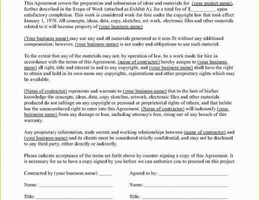 Work for Hire Contract Template Free Of Download Work for Hire Agreement Style 11 Template for
