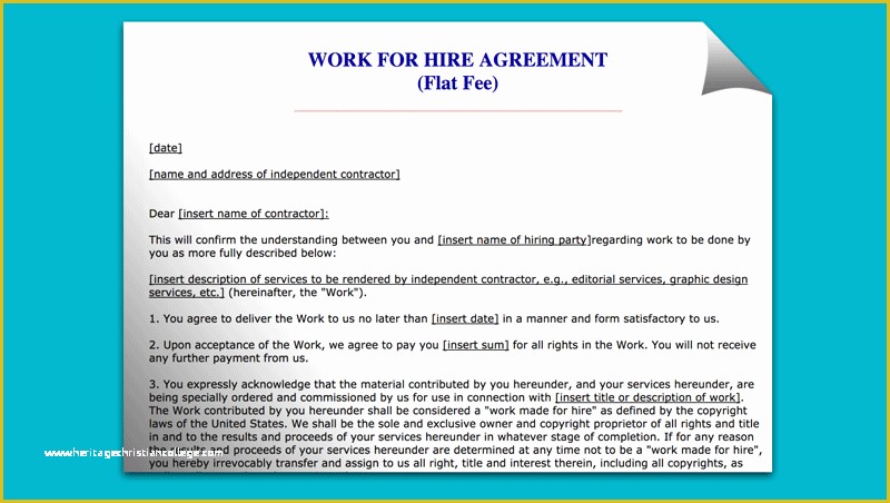 Work for Hire Contract Template Free Of Simple Work for Hire Agreement Template 9 Free Photography