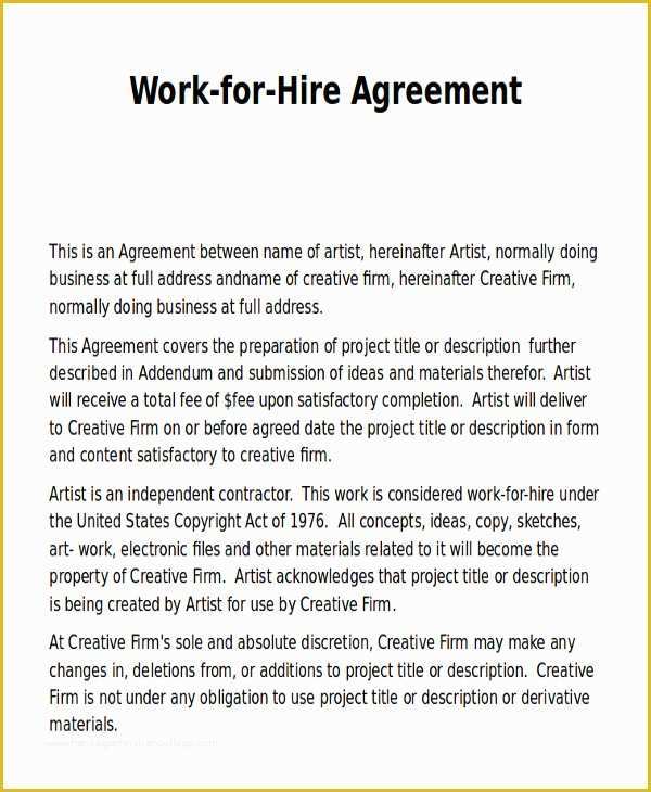 Work for Hire Contract Template Free Of Work Release form Sample 9 Examples In Word Pdf