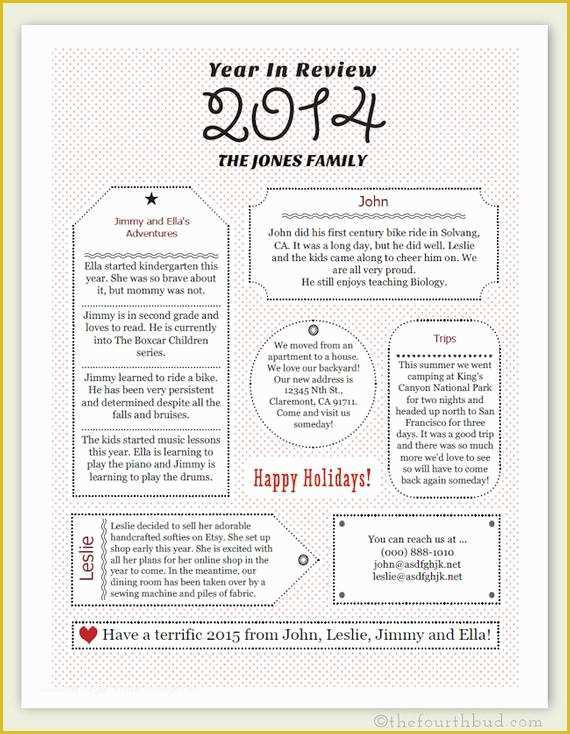 Year In Review Template Free Of 2014 Year In Review Christmas Letter Template In by
