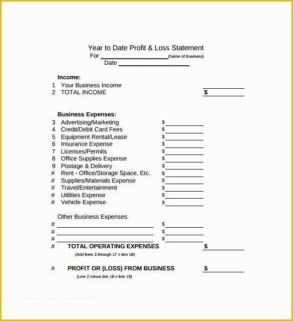 Year to Date Profit and Loss Statement Free Template Of 9 Sample Profit and Loss Statements