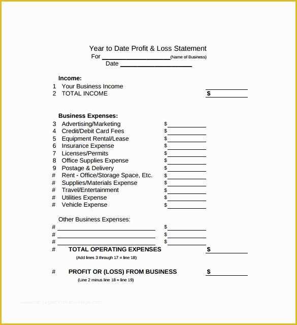 Year to Date Profit and Loss Statement Free Template Of 9 Sample Profit and Loss Statements
