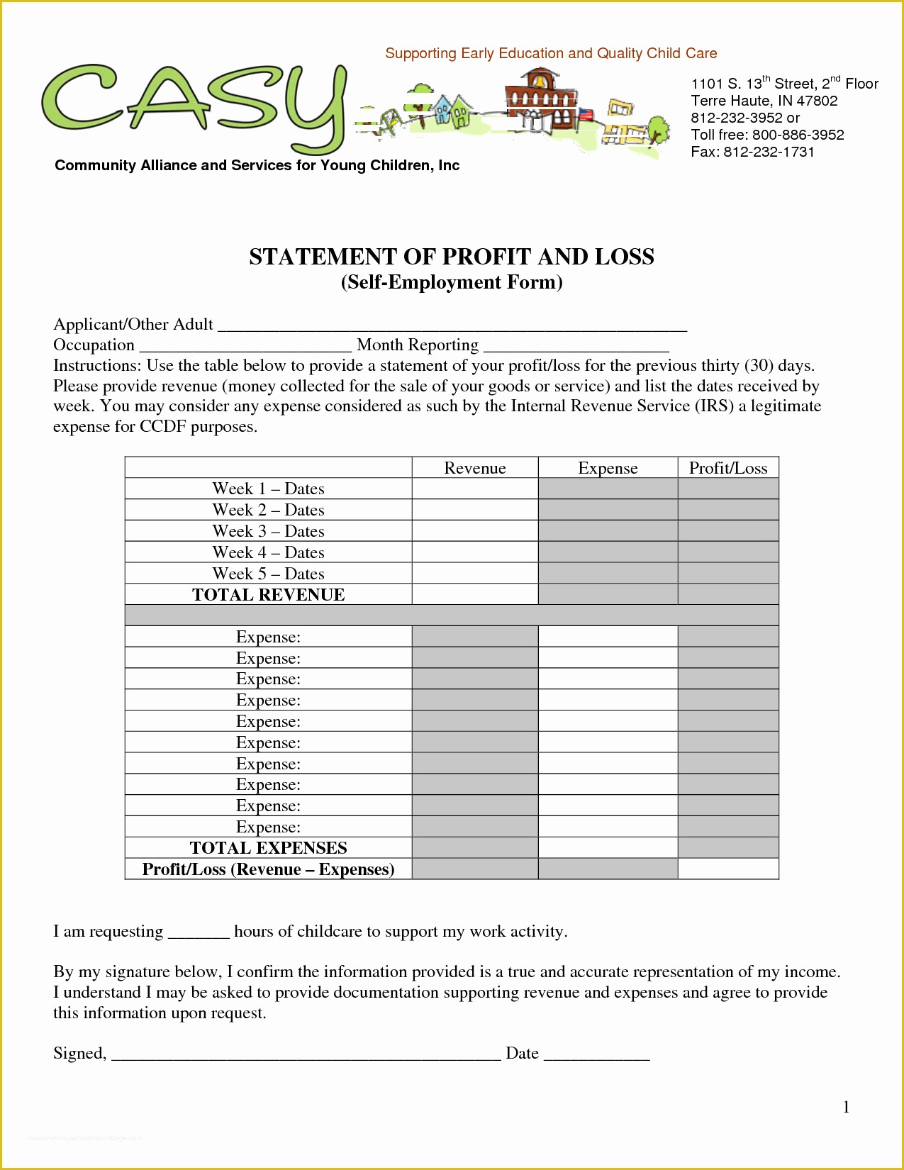 Year to Date Profit and Loss Statement Free Template Of Free Profit and Loss Template Self Employed Music Search