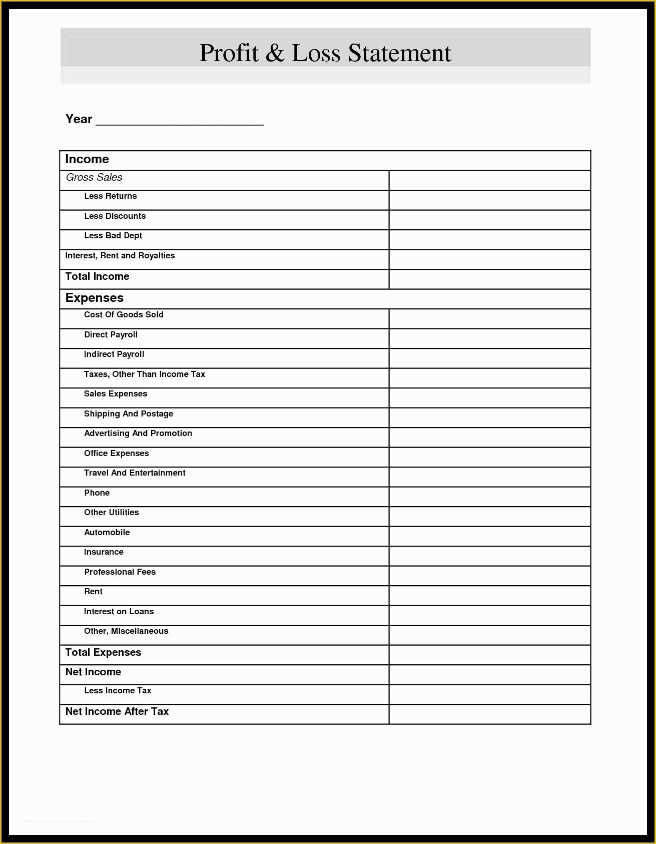 Year to Date Profit and Loss Statement Free Template Of Year to Date Profit and Loss Statement Free Template for