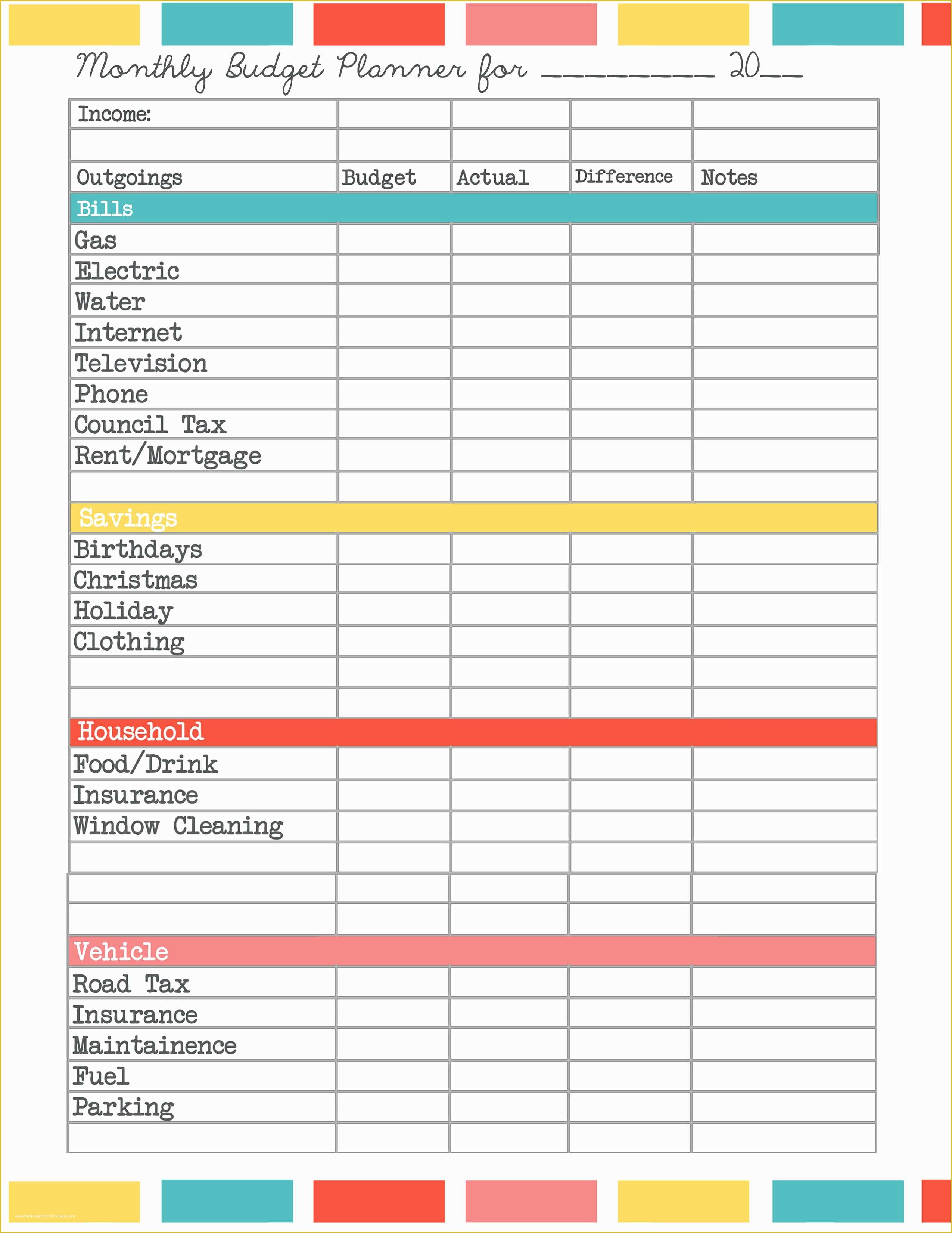 Yearly Budget Planner Template Free Of Free Blank Printable Bud Worksheets Best Photos Of