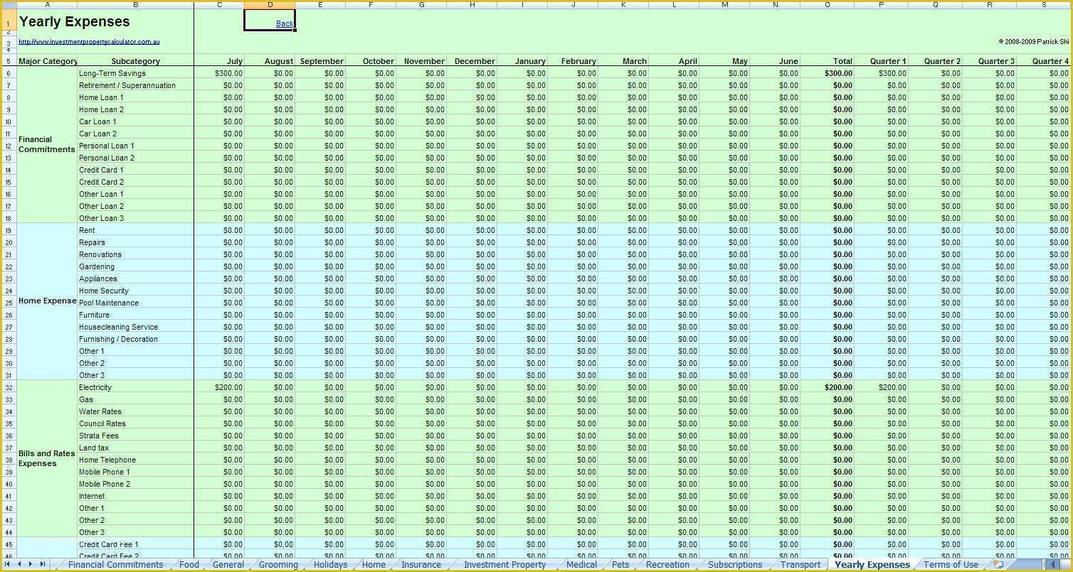 Yearly Budget Planner Template Free Of Free Prehensive Bud Planner Spreadsheet Excel