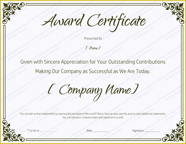 Years Of Service Certificate Template Free Of 89 Elegant Award Certificates for Business and School events