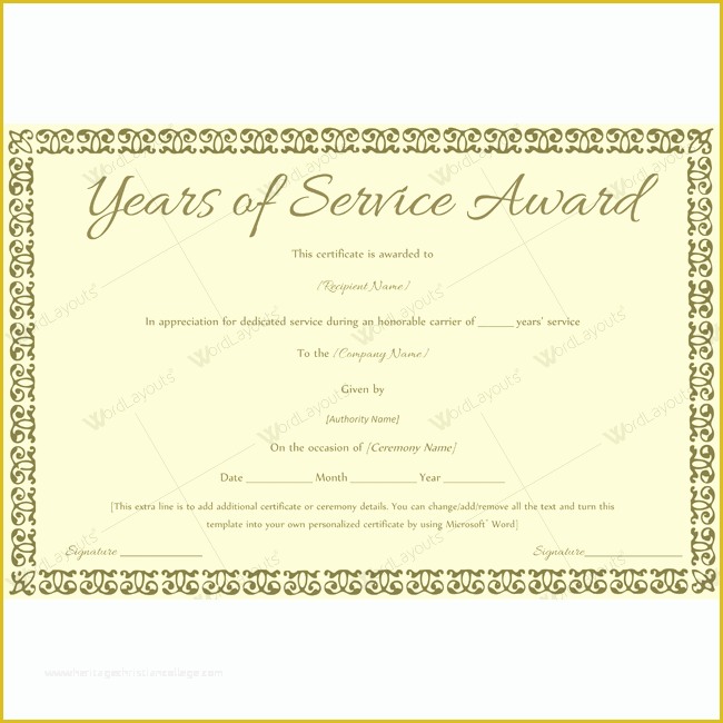 Years Of Service Certificate Template Free Of 89 Elegant Award Certificates for Business and School events