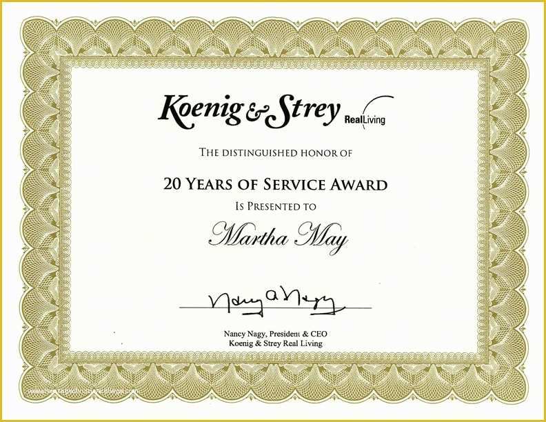Years Of Service Certificate Template Free Of 9 Loyalty Award Certificate Examples Pdf