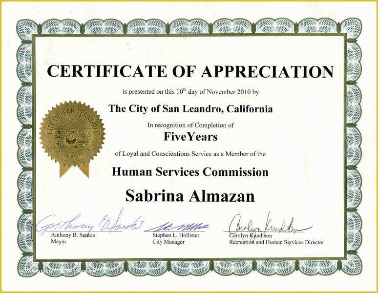 Years Of Service Certificate Template Free Of Awards & Certifications