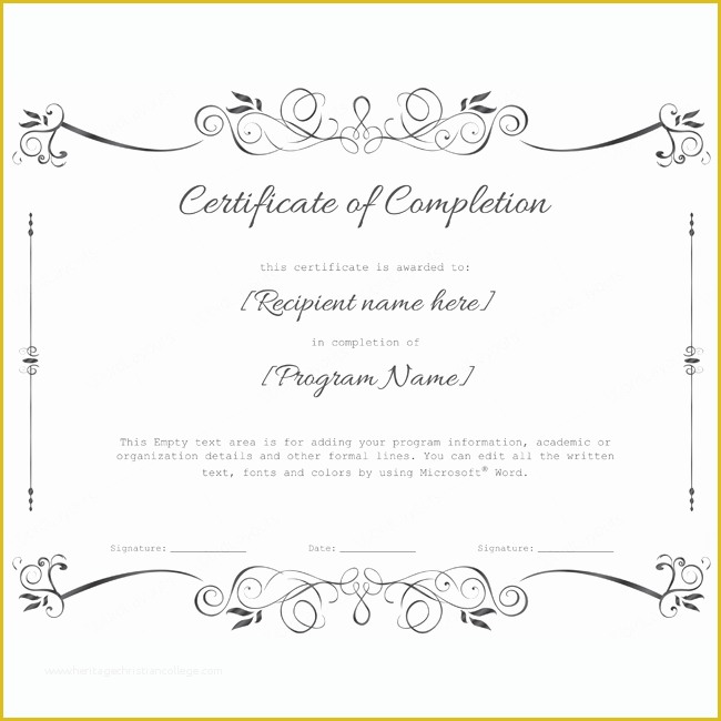 Years Of Service Certificate Template Free Of Certificate Of Pletion 07 Word Layouts