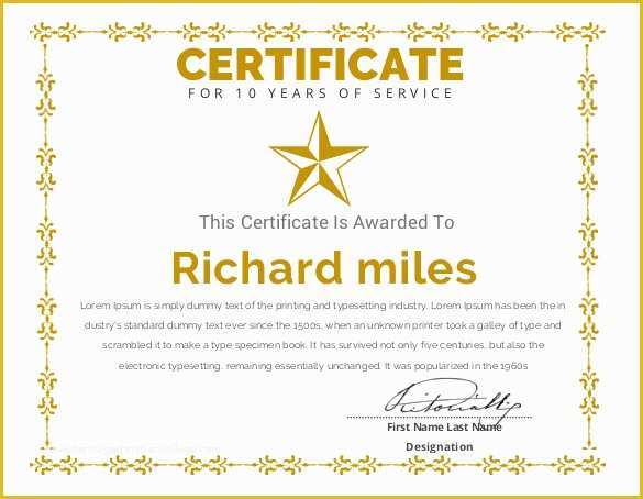 Years Of Service Certificate Template Free Of Certificate Templates