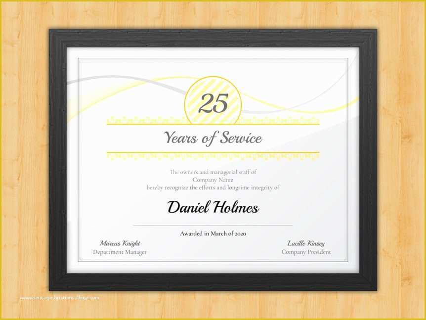 Years Of Service Certificate Template Free Of Longevity Years Of Service Certificate Award Avenue