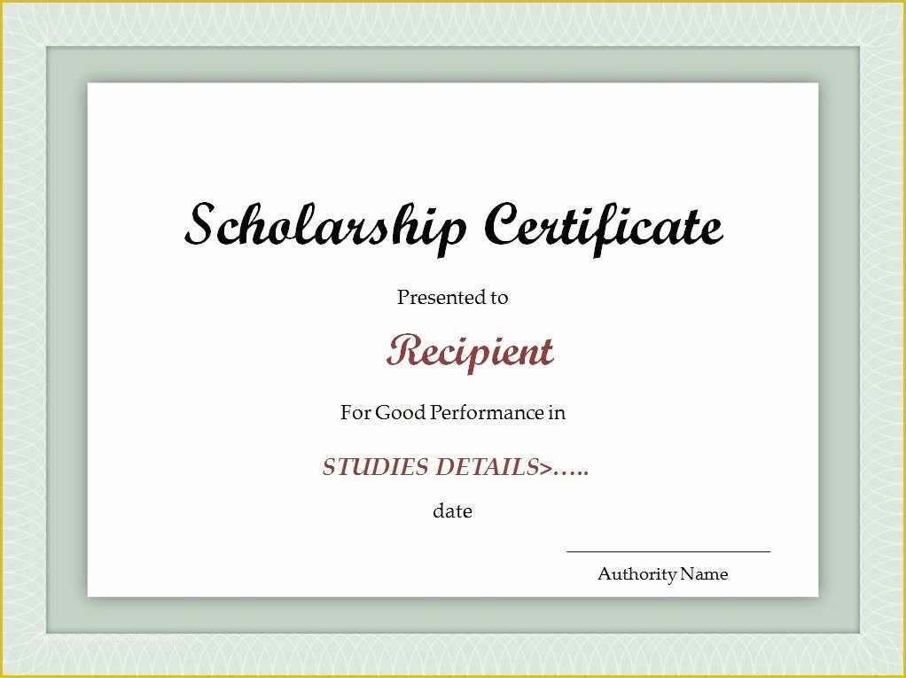 Years Of Service Certificate Template Free Of Scholarship Certificate Template Excel Xlts