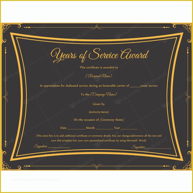 Years Of Service Certificate Template Free Of Years Of Service Award 01