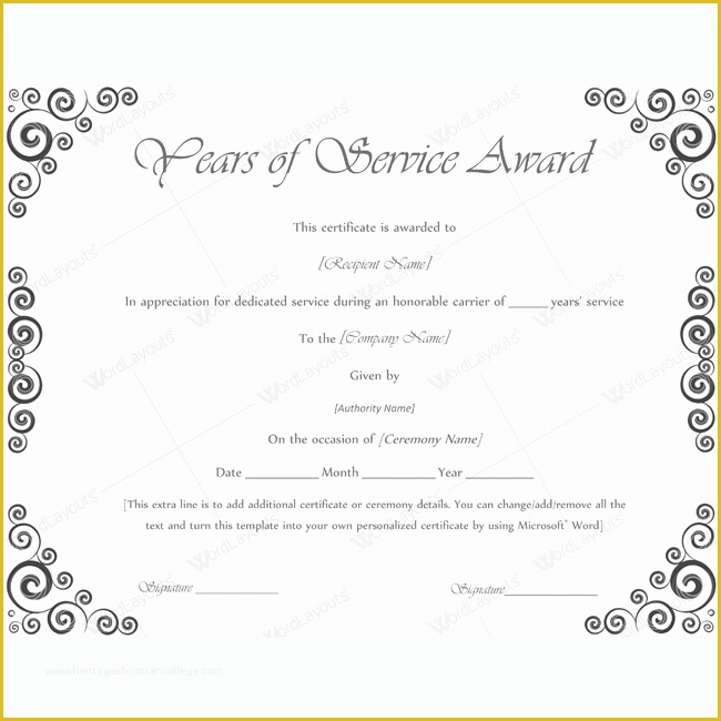 Years Of Service Certificate Template Free Of Years Of Service Award 04