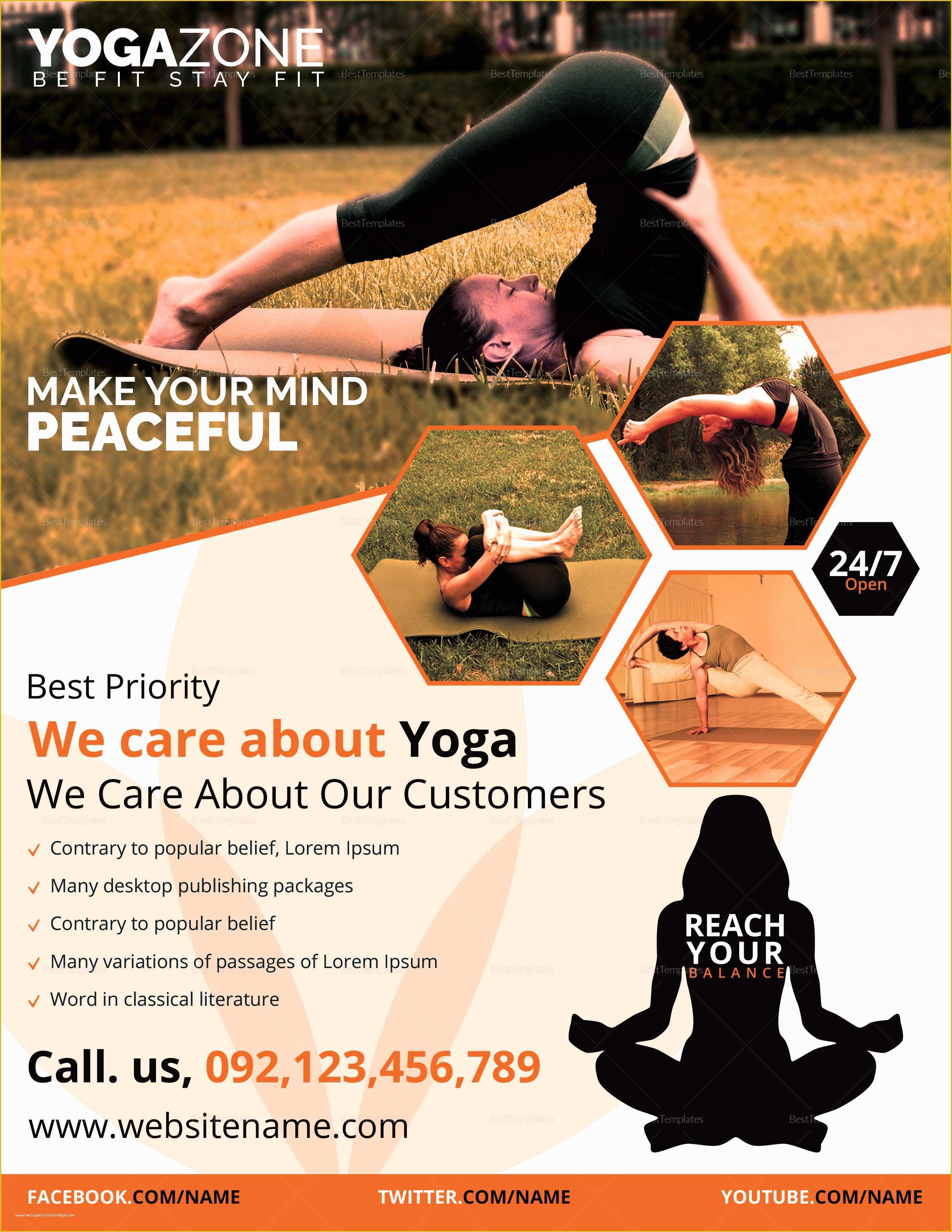 Yoga Flyer Template Word Free Of Yoga Fitness Flyer Design Template In Psd Word Publisher