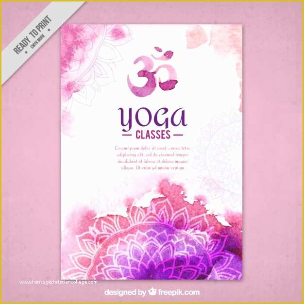 Yoga Poster Template Free Of Cute Watercolor Yoga Flyer with Mandalas Vector
