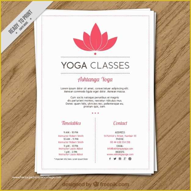 Yoga Poster Template Free Of Pink Flower Yoga Classes with Timetables Flyer Vector