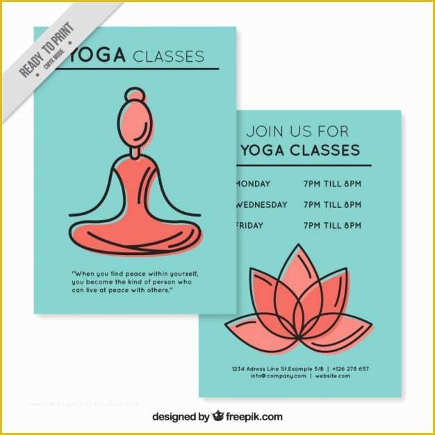 Yoga Poster Template Free Of Sketches Woman and Florwer Yoga Classes Flyer Vector
